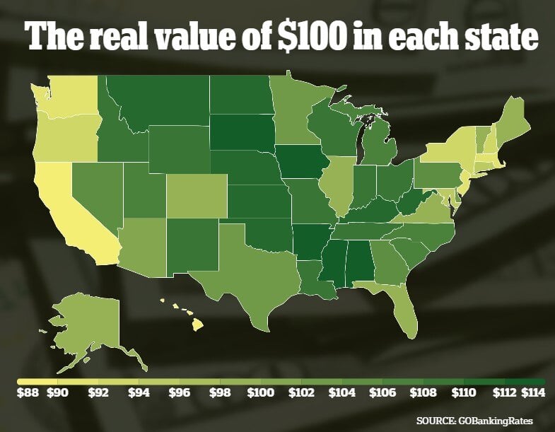 Green map of the United States of America